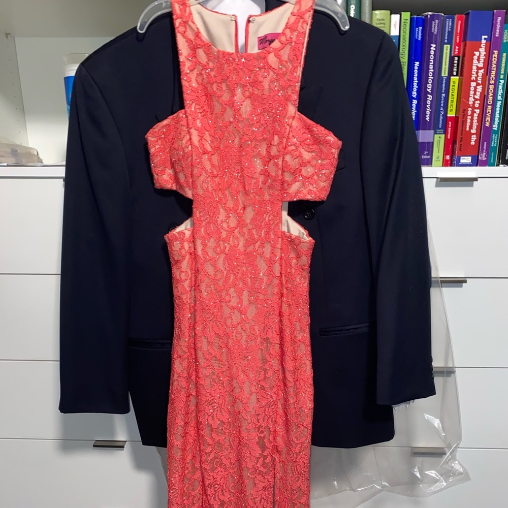 Pink Lace Cutout Gown